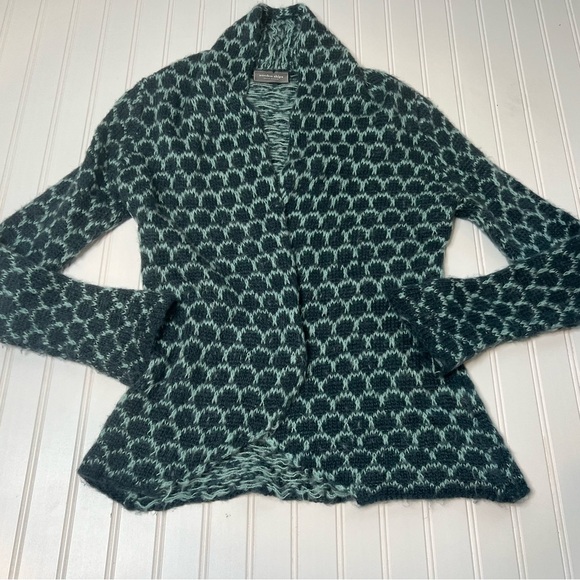 Wooden Ships  Geometric Open Front Cardigan Sweater Medium Large Mohair Wool.265 - Picture 1 of 3